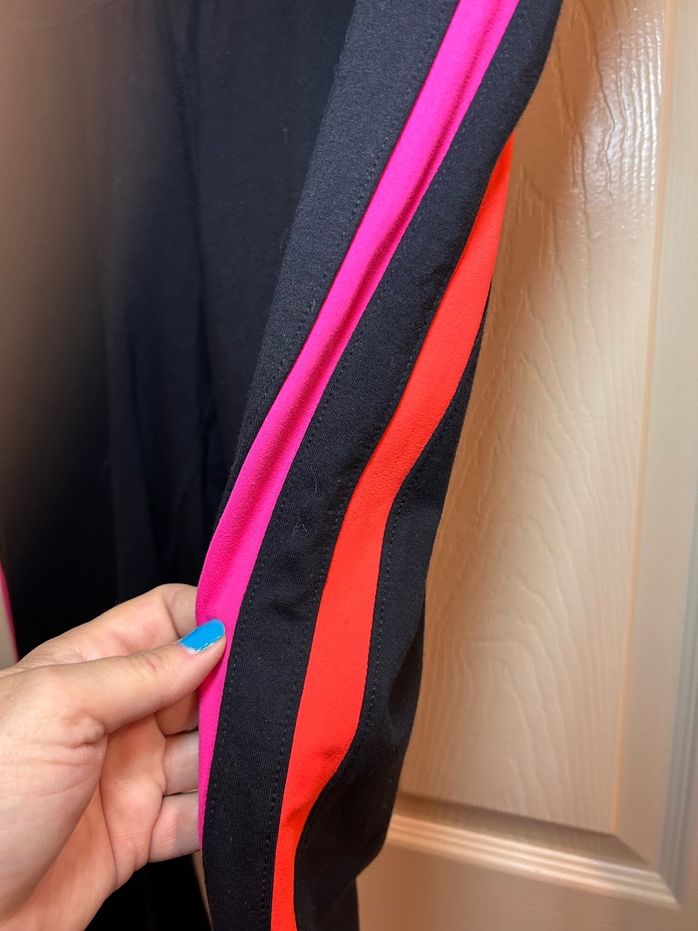 Women’s Capri Leggings with Pink Side Stripe - Picture 2 of 5